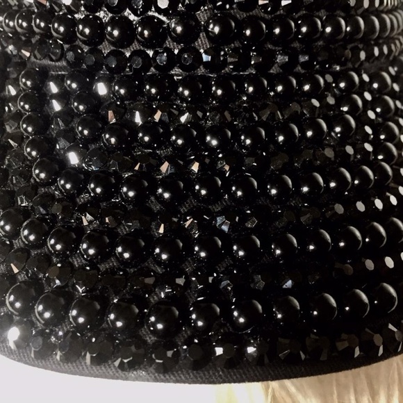 Black Cotton Beaded Baseball Hat, New - Picture 2 of 4